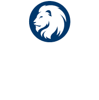 Unit logo one color with lion in the center example for dark background.