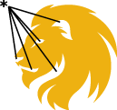 Gold lion on white background. 
